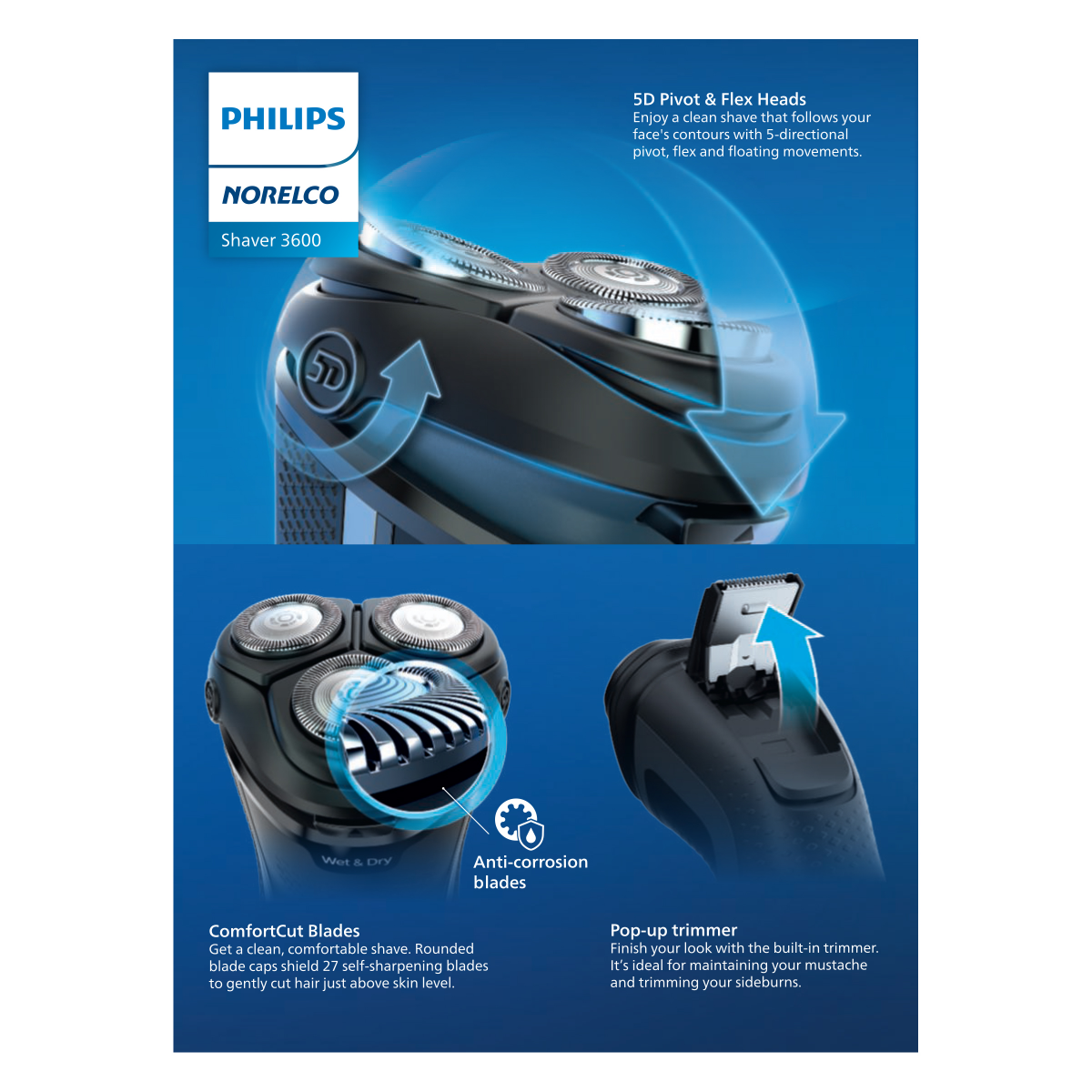 slide 5 of 5, Norelco Shaver 3600 1 Each, 1 ct