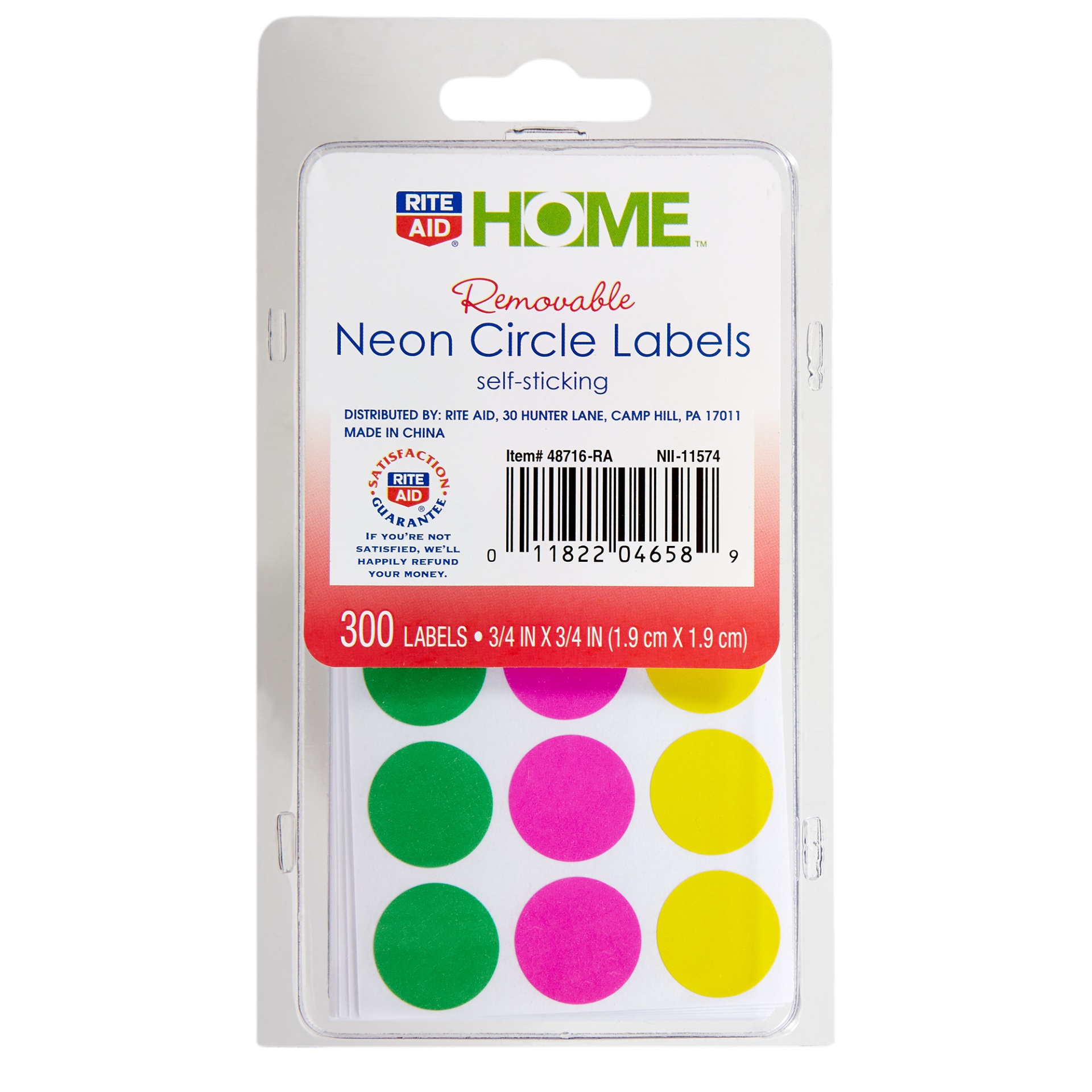 slide 1 of 2, Rite Aid Home Color Coding Neon Labels, 3/4 in x 3/4 in, 300 ct