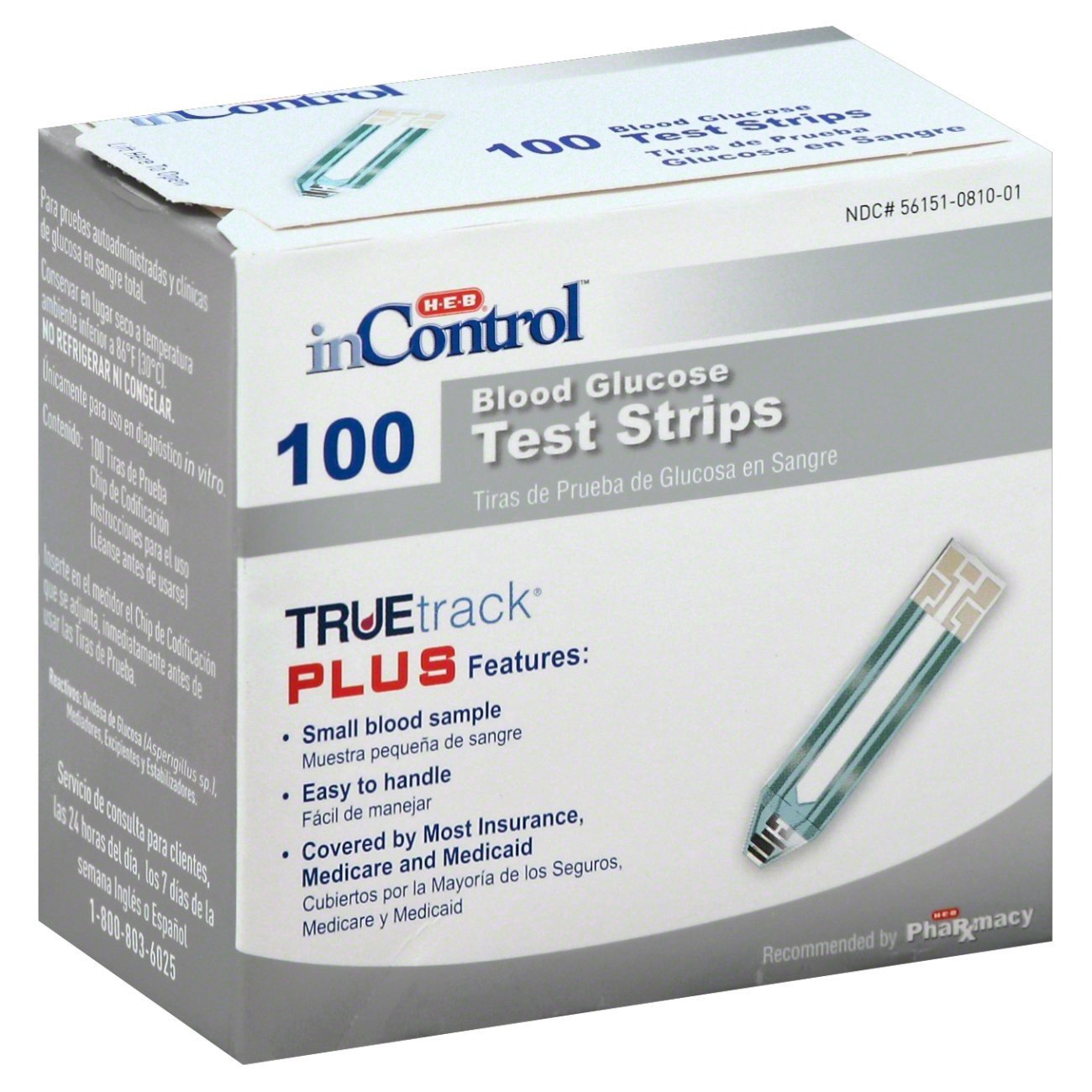 slide 1 of 1, H-E-B InControl Plus TRUEtrack Test Strips, 100 ct