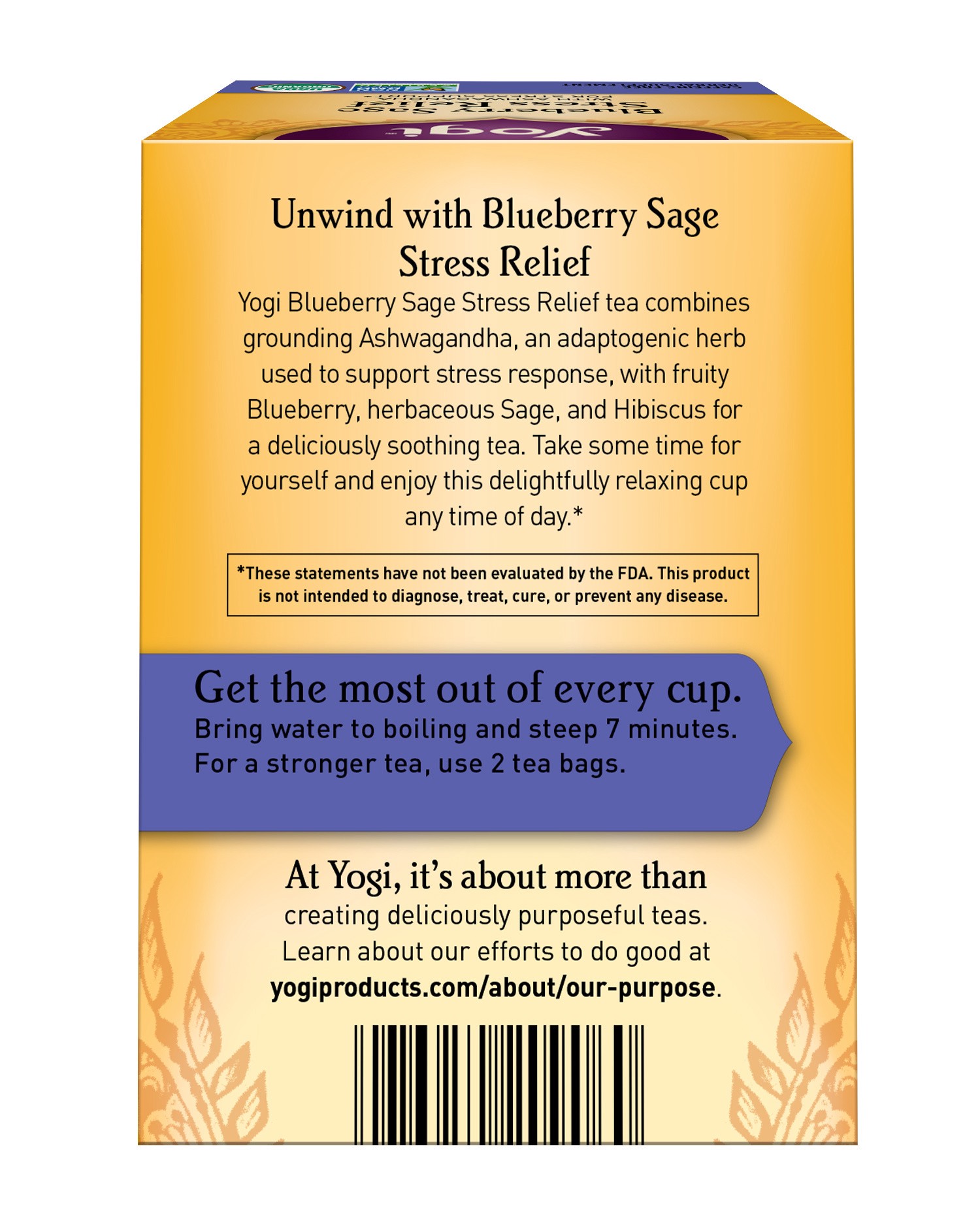 slide 5 of 5, Yogi Blueberry Sage Stress Relief with Ashwagandha 16 Tea Bags, 16 ct