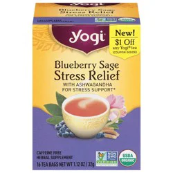 Yogi Blueberry Sage Stress Relief with Ashwagandha 16 Tea Bags