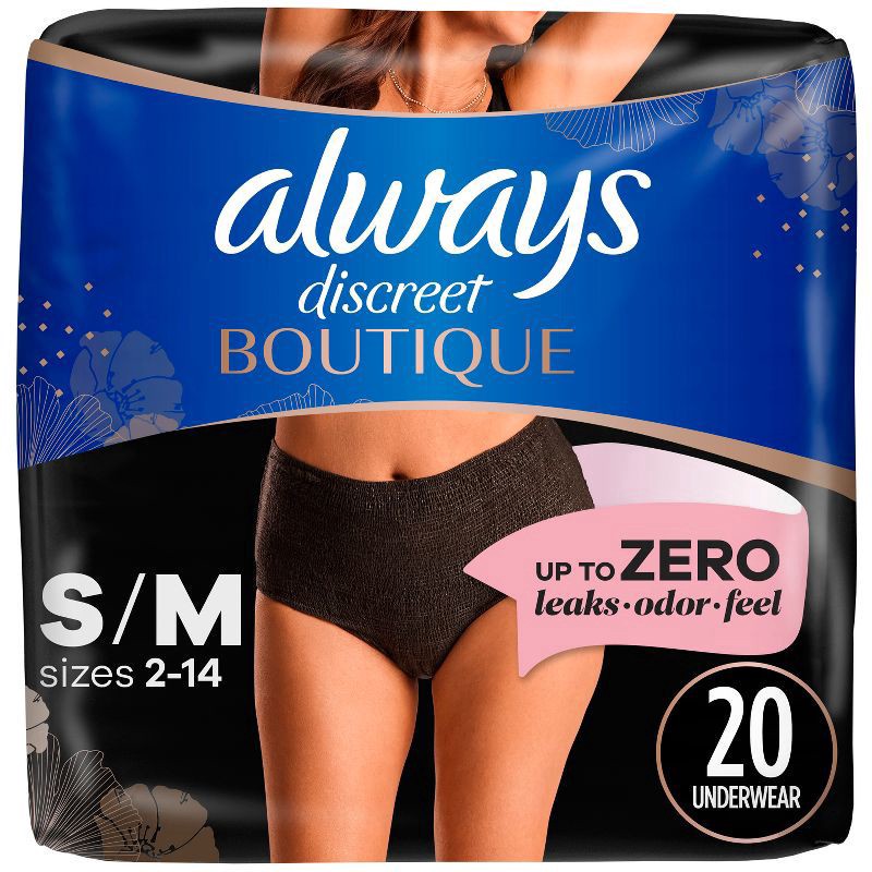 slide 1 of 11, Always Discreet Boutique Black Maximum Underwear - S/M - 20ct, 20 ct