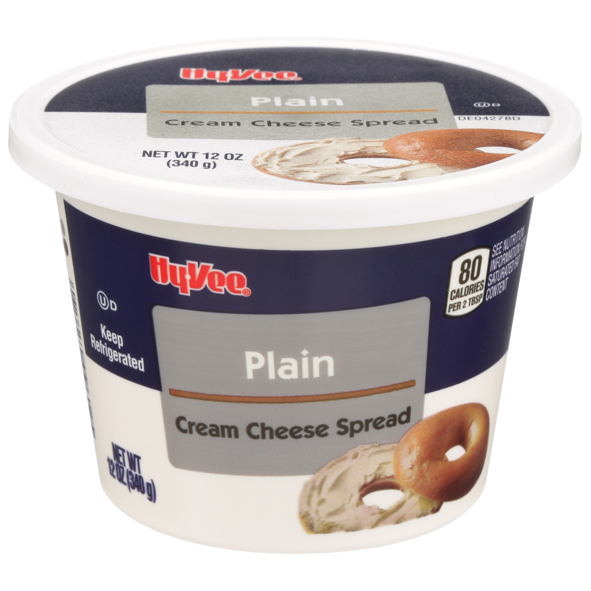 slide 1 of 1, Hy-vee Plain Cream Cheese Spread, 12 oz