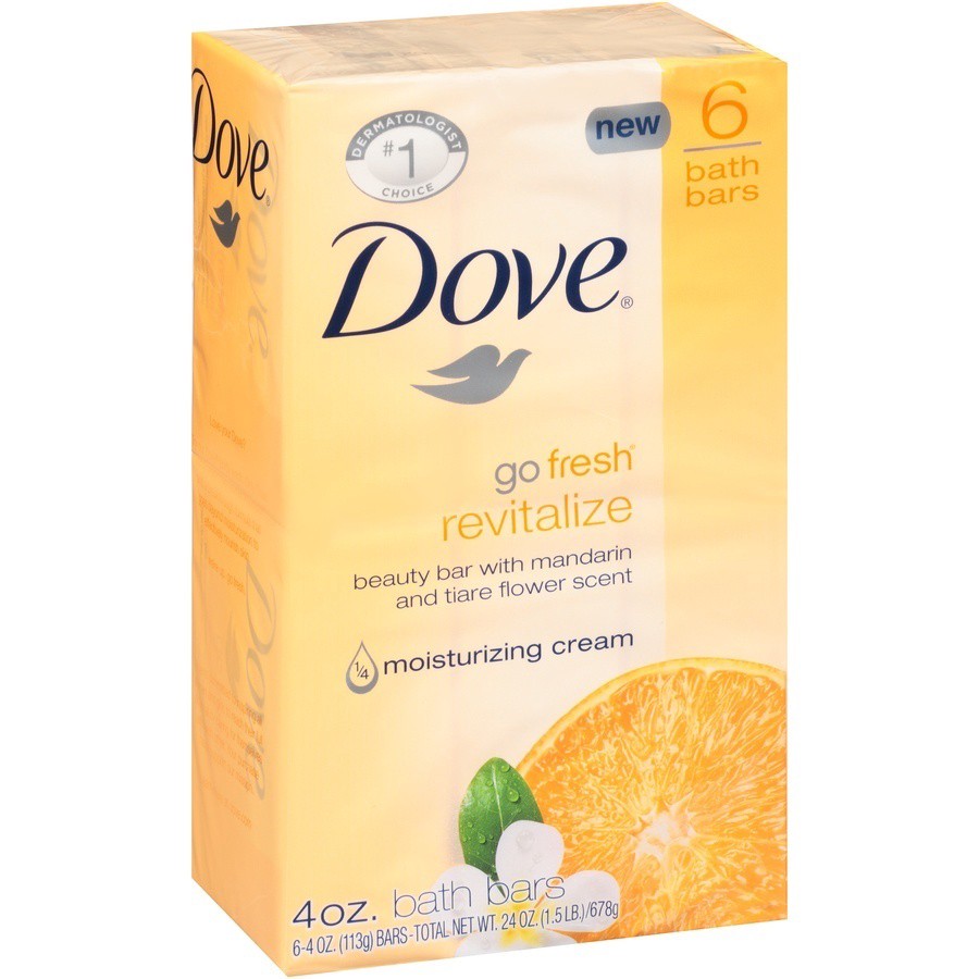 slide 2 of 7, Dove Go Fresh Mandarin And Tiare Flower Beauty Bar 4 Oz 6 Bars, 6 ct