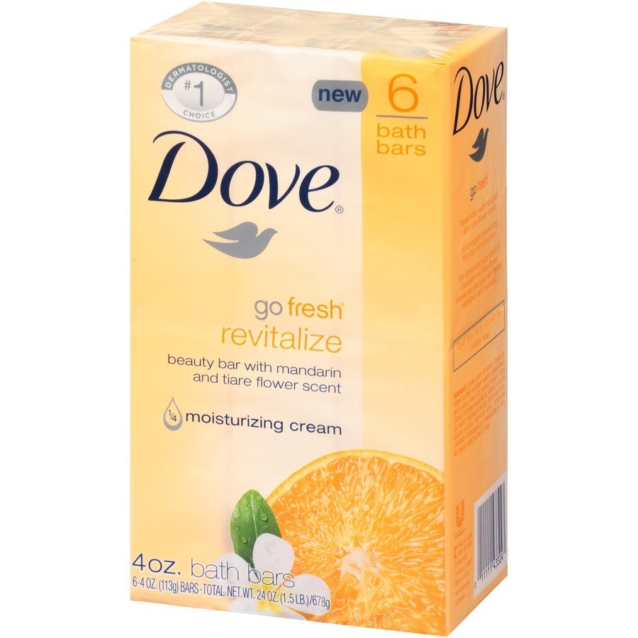 slide 3 of 7, Dove Go Fresh Mandarin And Tiare Flower Beauty Bar 4 Oz 6 Bars, 6 ct