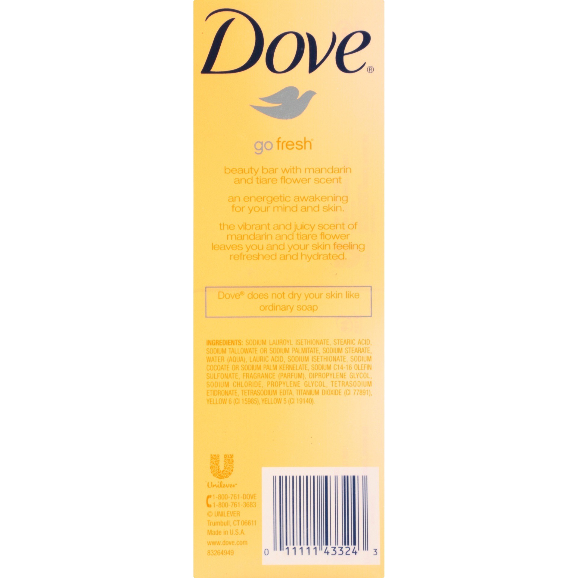 slide 5 of 7, Dove Go Fresh Mandarin And Tiare Flower Beauty Bar 4 Oz 6 Bars, 6 ct