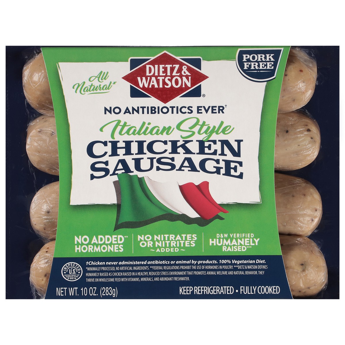 slide 4 of 13, Dietz & Watson Pork Free Italian Style Chicken Sausage 10 oz, 10 oz