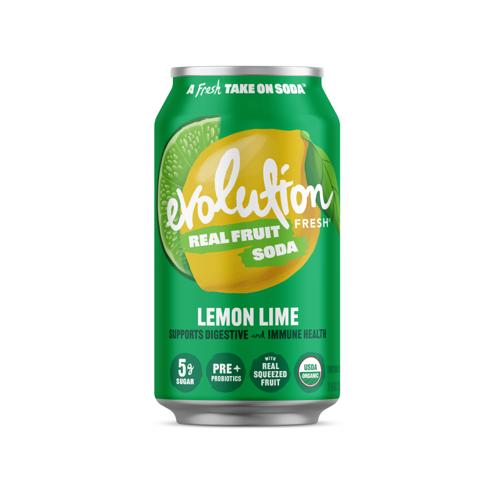slide 1 of 1, Evolution Fresh Lemon Lime Real Fruit Soda 12 oz, 12 fl oz