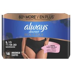 Always Discreet Boutique Incontinence and Postpartum Underwear for Women, Maximum Protection, L, 18 ct