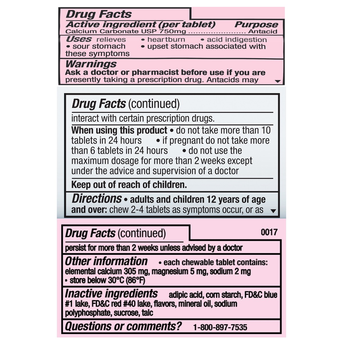 slide 10 of 14, TUMS Chewable Antacid Tablets for Extra Strength Heartburn Relief, Assorted Berries Flavors - 8 Count Roll, 8 ct