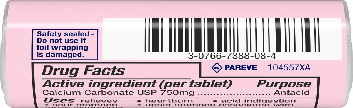 slide 3 of 14, TUMS Chewable Antacid Tablets for Extra Strength Heartburn Relief, Assorted Berries Flavors - 8 Count Roll, 8 ct