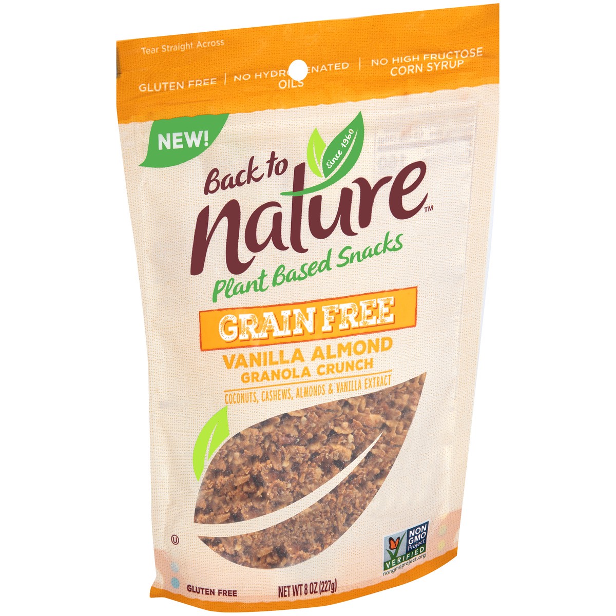 slide 2 of 9, Back to Nature Vanilla Almond Grain Free Granola Crunch, Non-GMO Project Verified, Kosher, 8 OZ, 8 oz