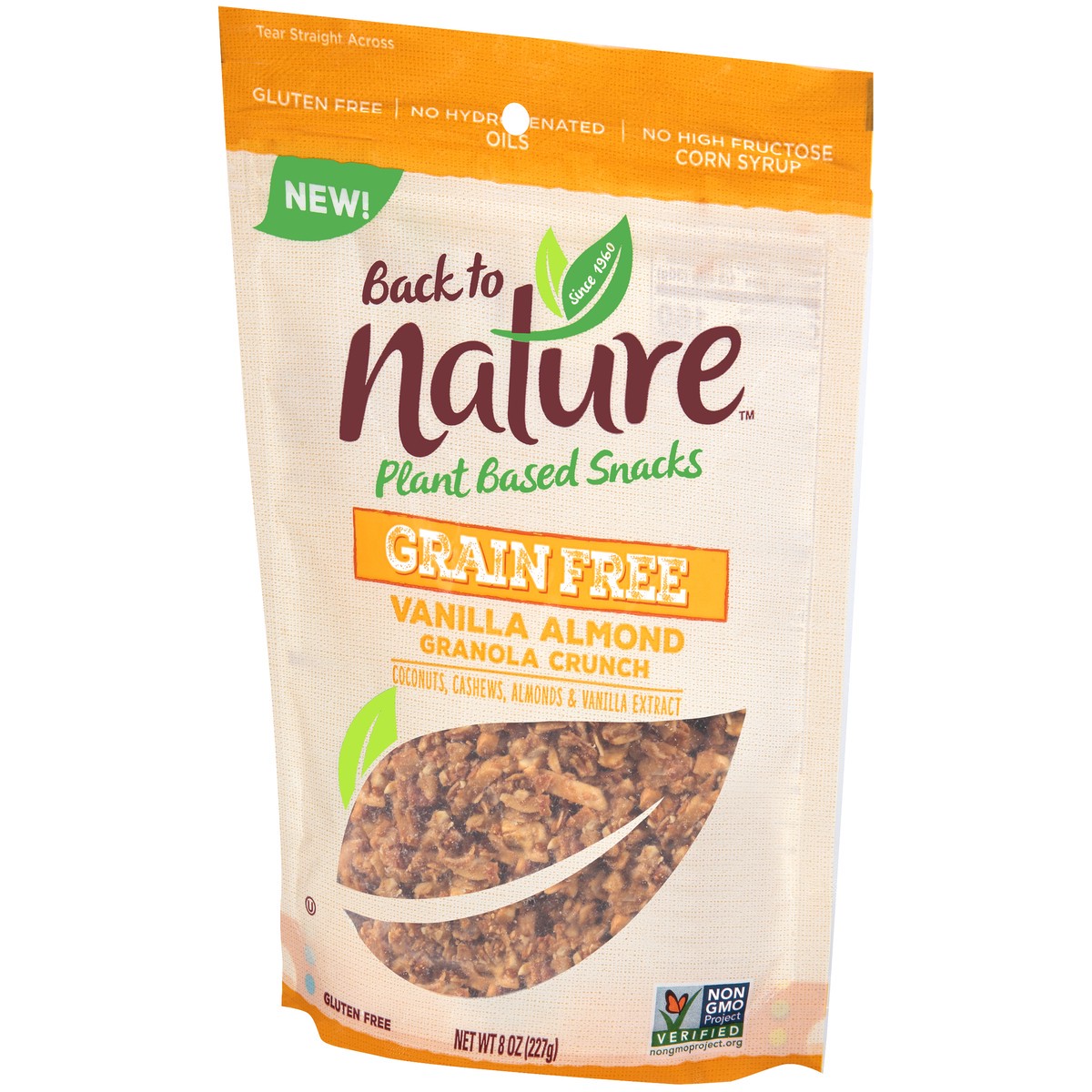 slide 3 of 9, Back to Nature Vanilla Almond Grain Free Granola Crunch, Non-GMO Project Verified, Kosher, 8 OZ, 8 oz
