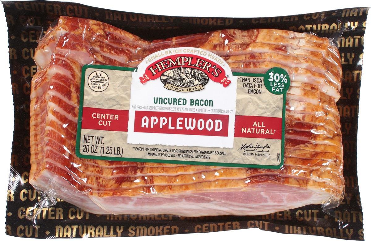 slide 9 of 9, Hempler's Uncured Center Cut Applewood Bacon 20 oz, 20 oz