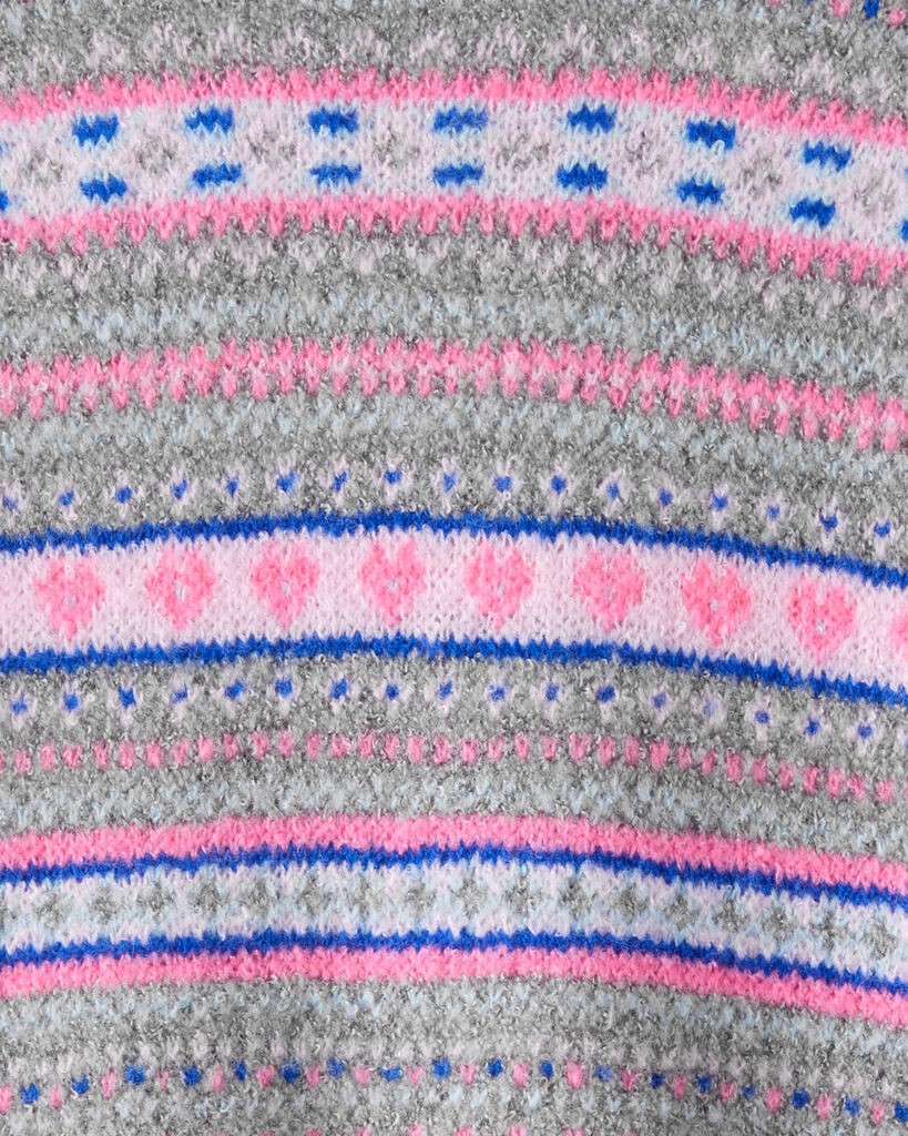 slide 2 of 2, Carter's Girls Fairisle Sweater - Grey/Pink Multi 5, 1 ct
