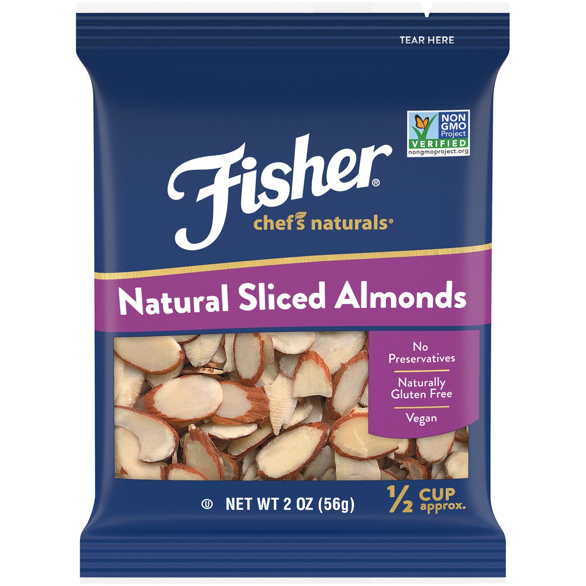 slide 1 of 9, Fisher Almonds Natural Sliced, 2 oz