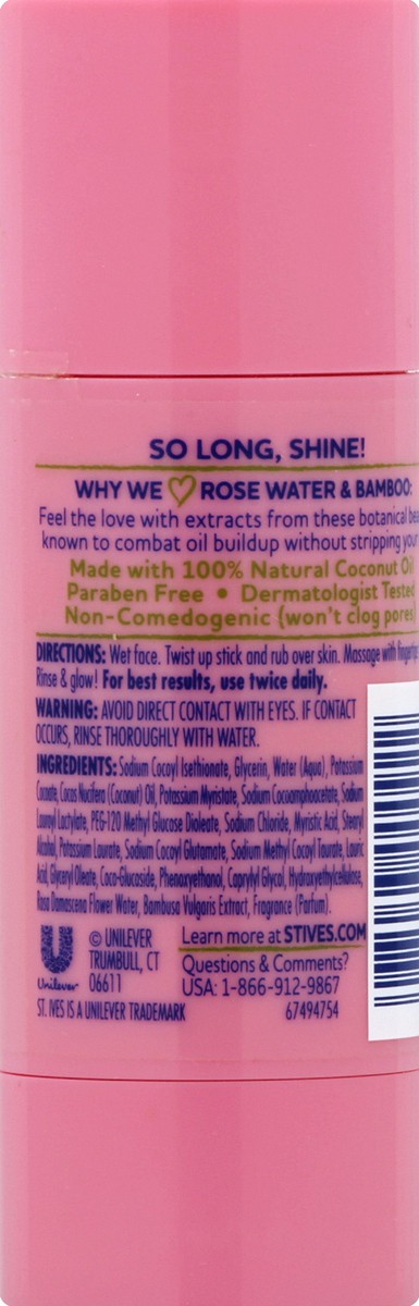 slide 6 of 6, St. Ives Rose Water and Bamboo Cleansing Stick, 1.59 oz