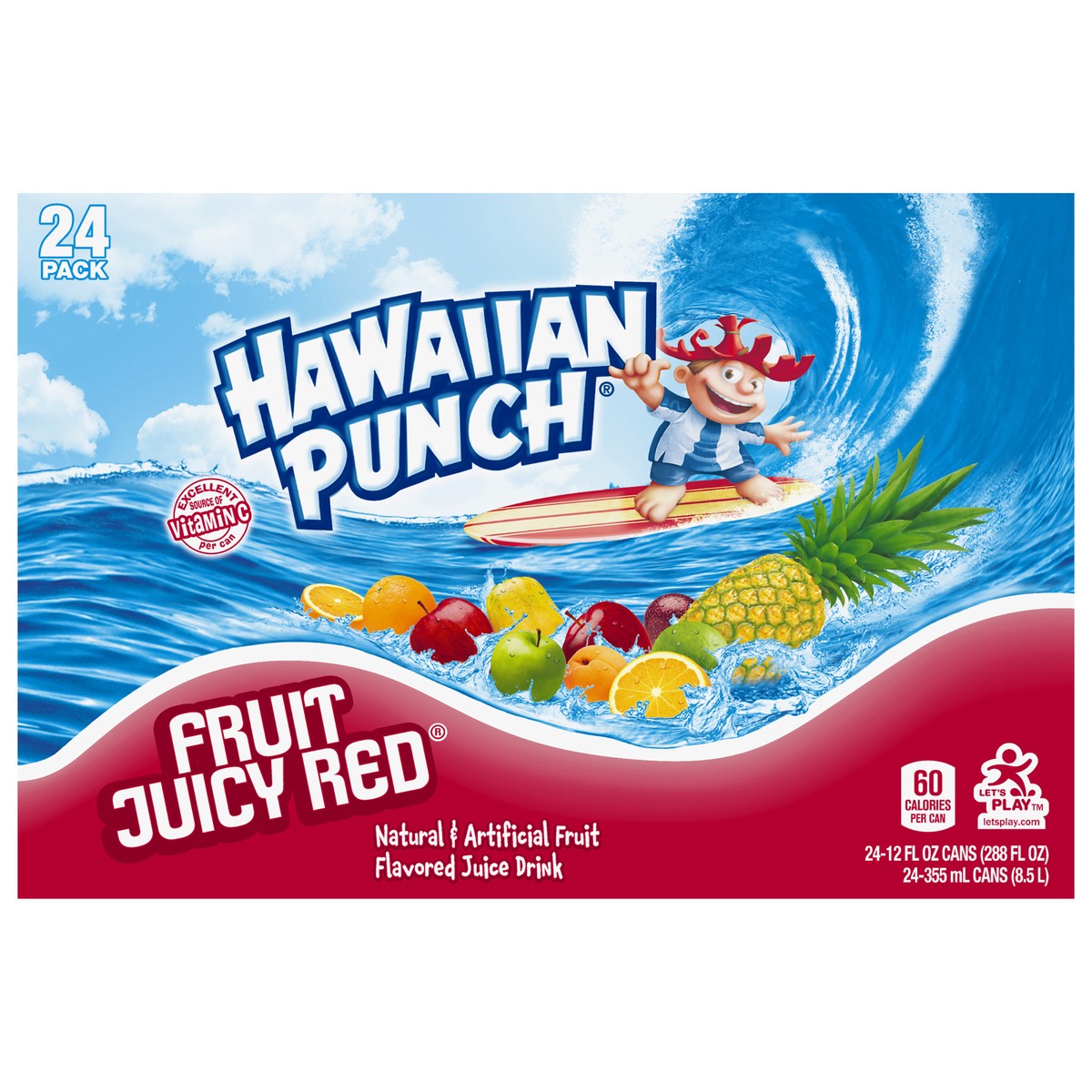 slide 1 of 10, Hawaiian Punch Fruit Juicy Red Juice Drink, 12 fl oz cans, 24 pack, 24 ct