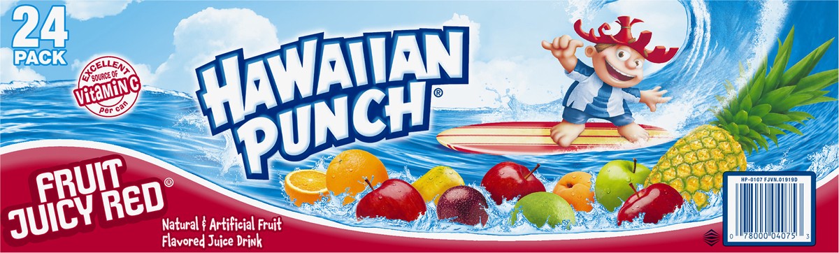 slide 10 of 10, Hawaiian Punch Fruit Juicy Red Juice Drink, 12 fl oz cans, 24 pack, 24 ct