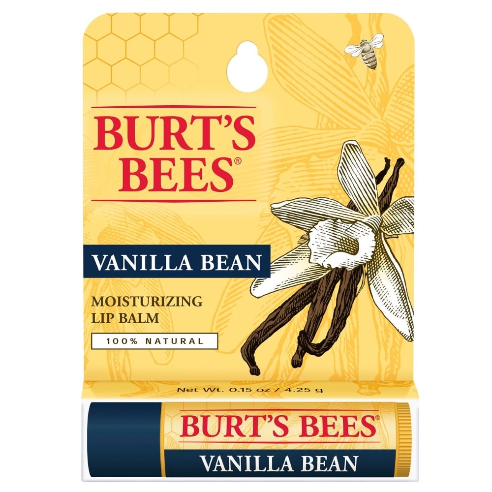 slide 1 of 1, Burt's Bees Moisturizing Vanilla Bean Lip Balm, 0.15 oz