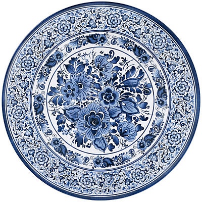 slide 1 of 1, Haven & Key Blue & White FloralMelamine Round Platter, 18 in