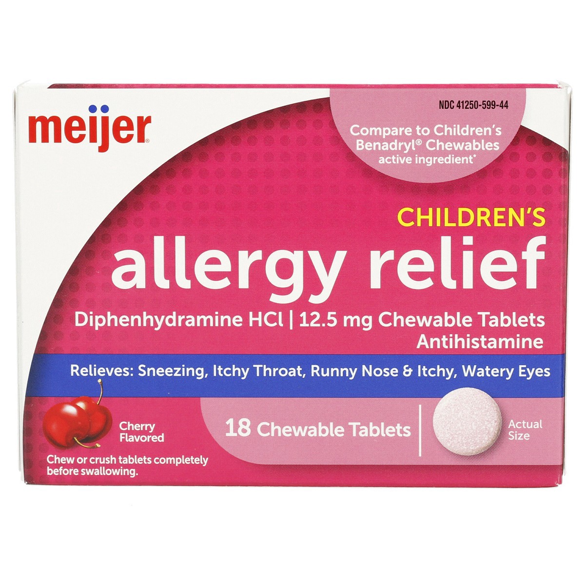 slide 1 of 13, Meijer Children's Allergy Relief Diphedryl Fast Melts, Cherry, 18 ct