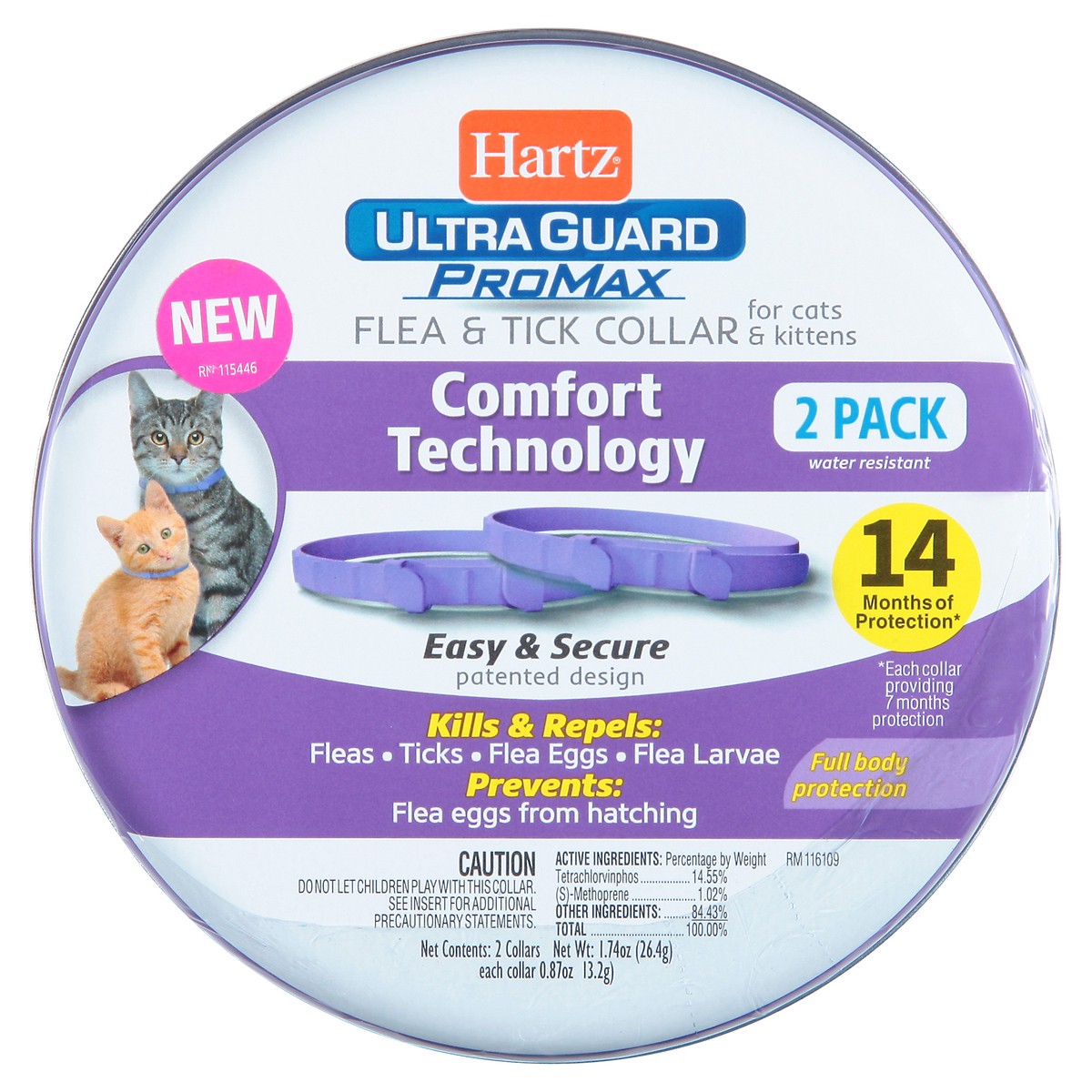 slide 2 of 12, Hartz Ultraguard ProMax 2 Pack Flea & Tick Collars for Cats and Kitten 2 Pack Not Packed 2 ea, 2 ct