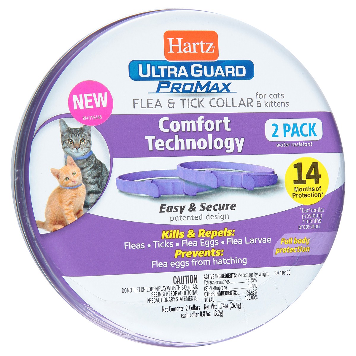 slide 4 of 12, Hartz Ultraguard ProMax 2 Pack Flea & Tick Collars for Cats and Kitten 2 Pack Not Packed 2 ea, 2 ct