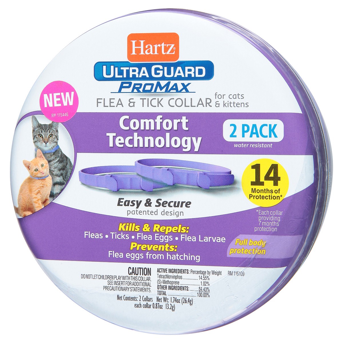 slide 11 of 12, Hartz Ultraguard ProMax 2 Pack Flea & Tick Collars for Cats and Kitten 2 Pack Not Packed 2 ea, 2 ct