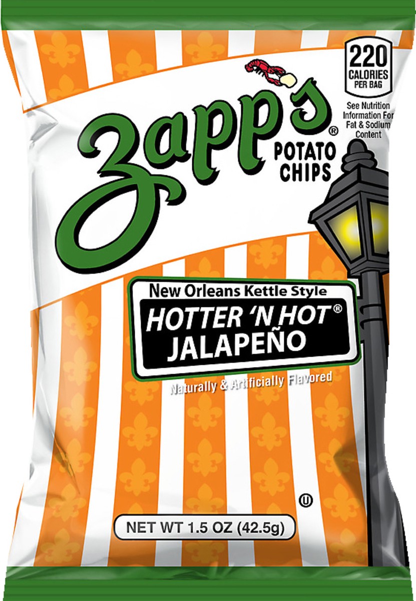 slide 2 of 10, Zapp's New Orleans Kettle Style Hotter 'N Hot Jalapeno Potato Chips 1.5 oz, 1.5 oz