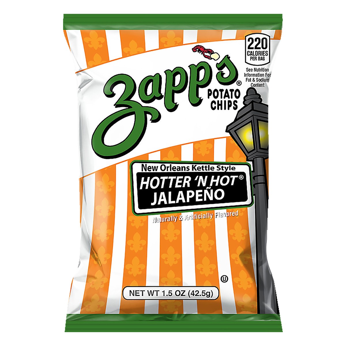 slide 1 of 10, Zapp's New Orleans Kettle Style Hotter 'N Hot Jalapeno Potato Chips 1.5 oz, 1.5 oz