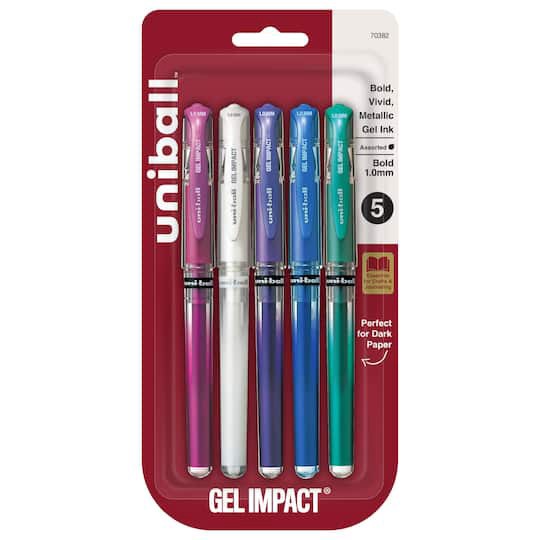 slide 1 of 8, Uni-Ball Uniball Gel Impact 1mm Bold Metallic Gel Pens, 1mm