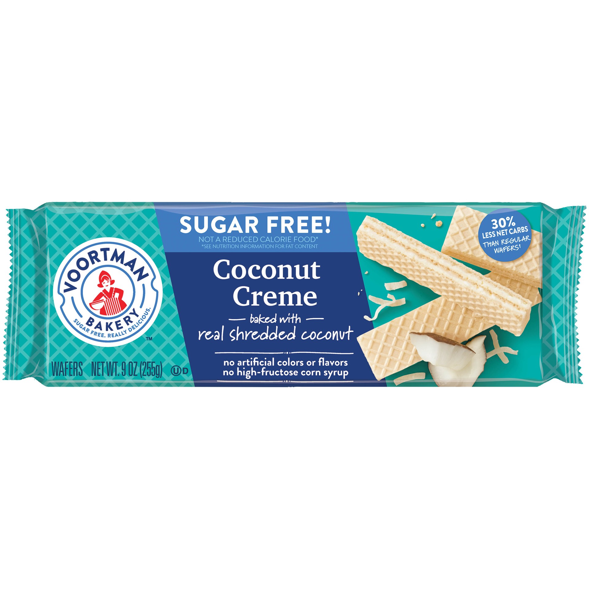 slide 1 of 4, VOORTMAN Bakery Sugar Free Coconut Creme Wafers 9 oz, 9 oz