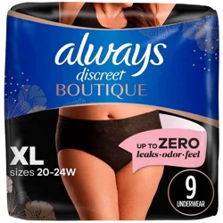 Always Discreet Boutique Maximum Protection Incontinence and Postpartum Underwear for Women, XL, 9 Count