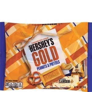 slide 1 of 1, Hershey's Caramelized Creme Gold Bars Peanuts & Pretzels, 7 oz