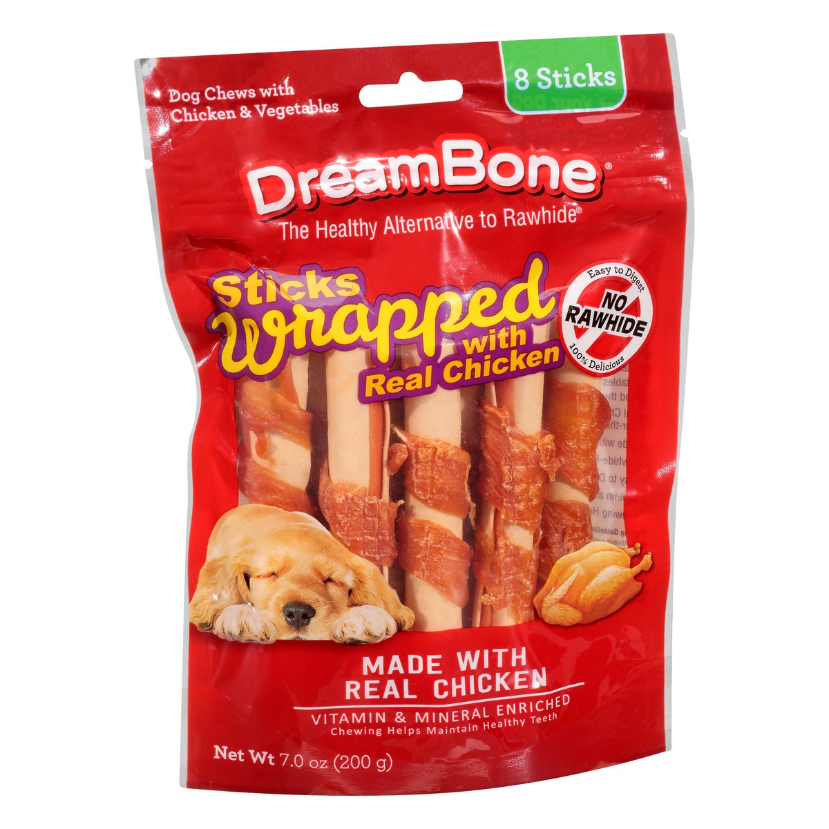 slide 2 of 9, DreamBone Sticks Wrapped Dog Chews with Chicken & Vegetables 8 ea, 8 ct