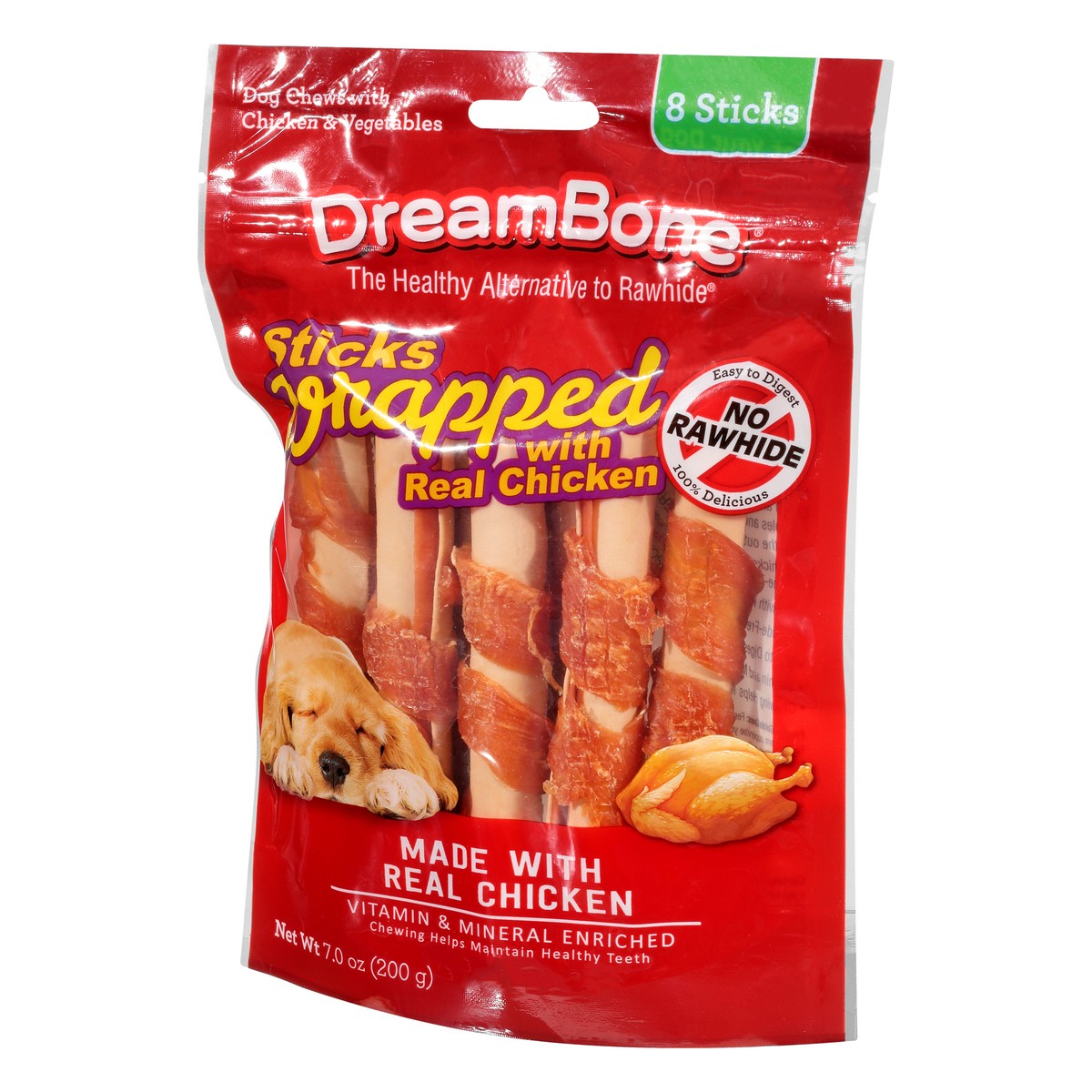 slide 3 of 9, DreamBone Sticks Wrapped Dog Chews with Chicken & Vegetables 8 ea, 8 ct