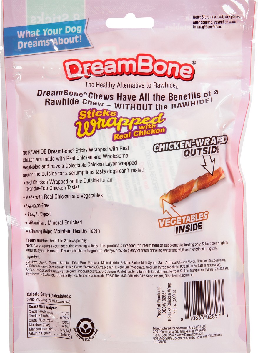 slide 5 of 9, DreamBone Sticks Wrapped Dog Chews with Chicken & Vegetables 8 ea, 8 ct