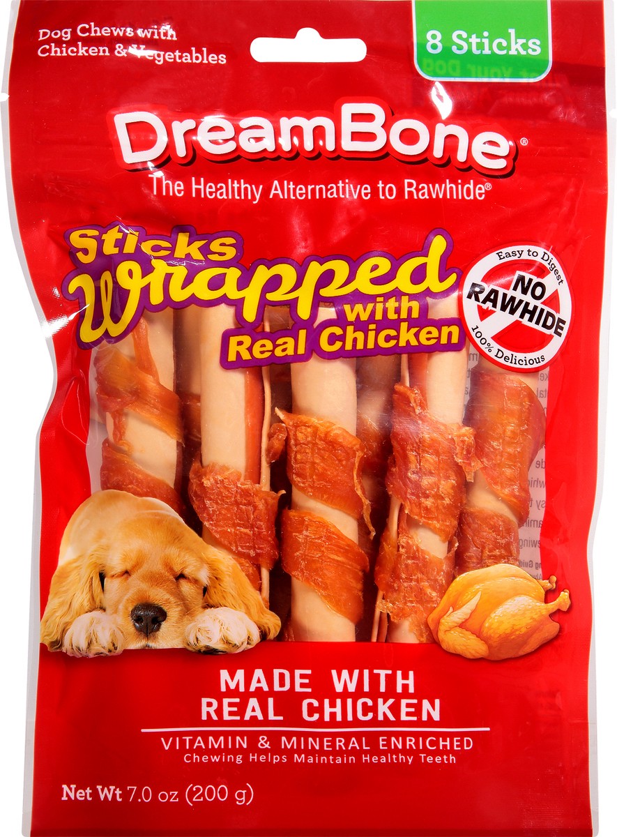 slide 6 of 9, DreamBone Sticks Wrapped Dog Chews with Chicken & Vegetables 8 ea, 8 ct