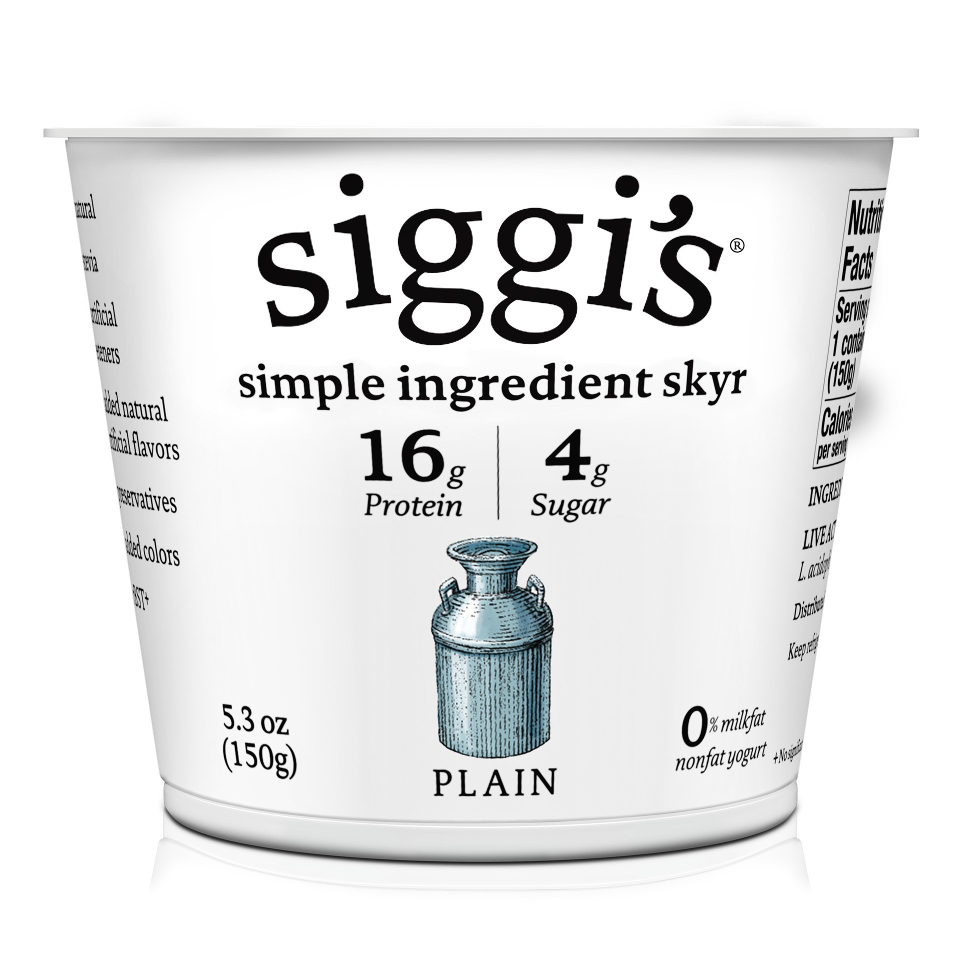 slide 1 of 1, Siggi's Icelandic Skyr Nonfat Yogurt, Plain, 5.3 oz