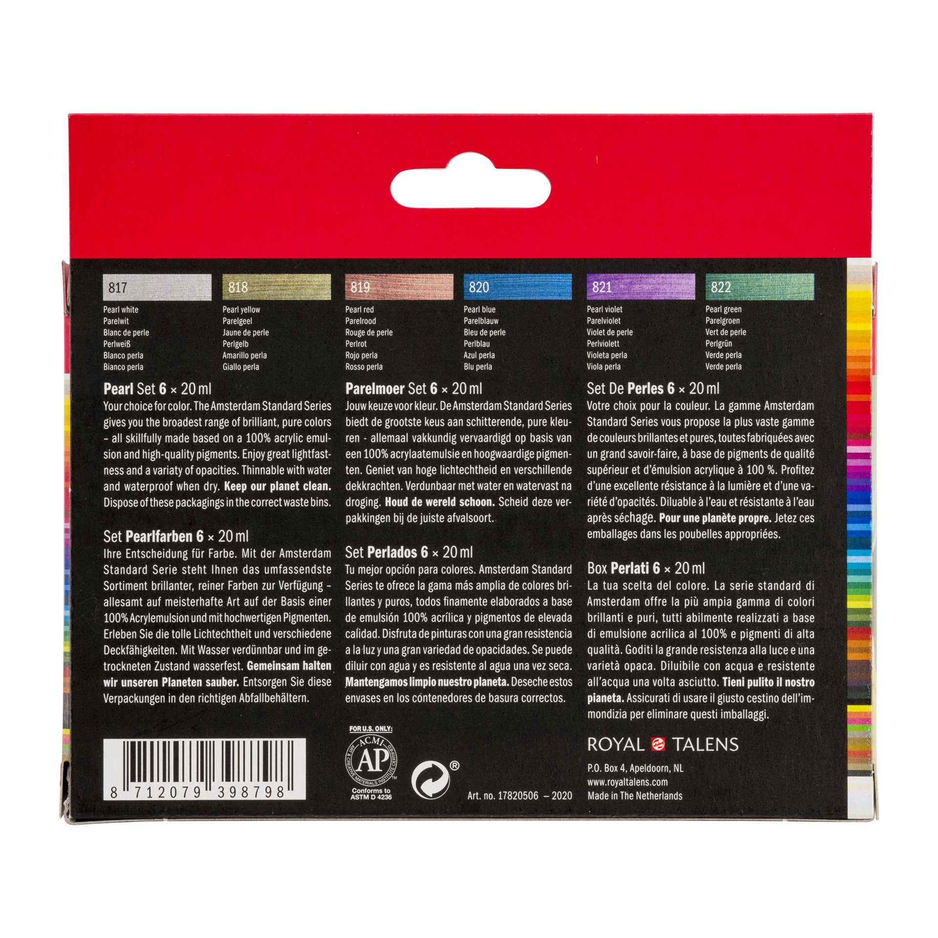 slide 7 of 7, New Amsterdam Standard Series 6 Color Pearl Acrylic Paint Set, 20 ml