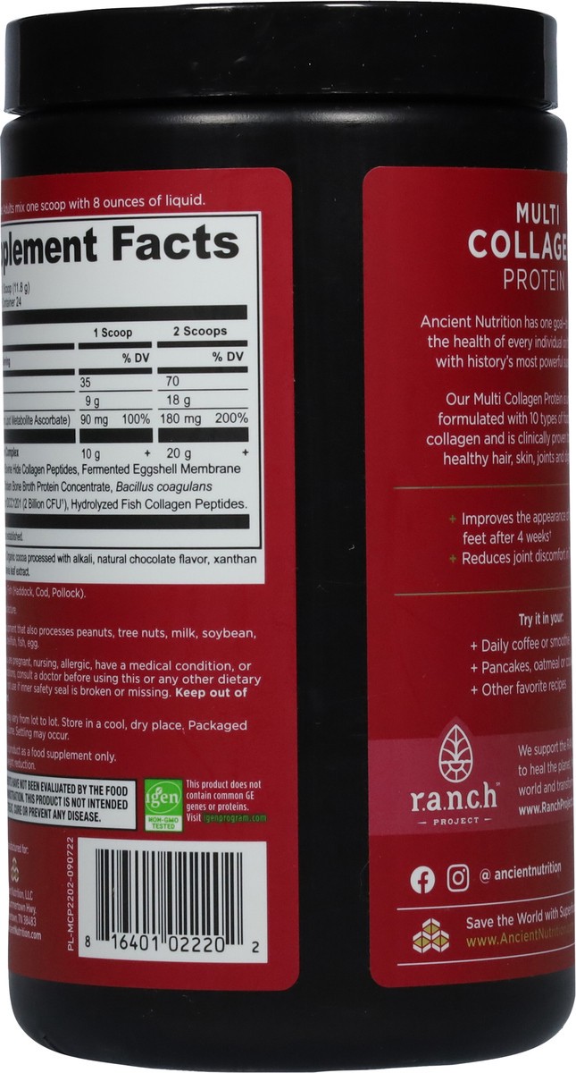 slide 6 of 9, Ancient Nutrition Chocolate Multi Collagen Protein 10 oz, 11.1 oz