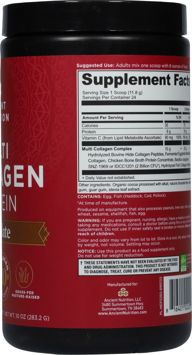 slide 9 of 9, Ancient Nutrition Chocolate Multi Collagen Protein 10 oz, 11.1 oz