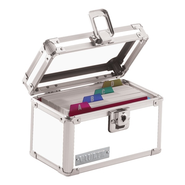 slide 1 of 3, Vaultz Locking Index Card Box, 3'' X 5'', Assorted Crocodile Colors (No Color Choice), 3 in