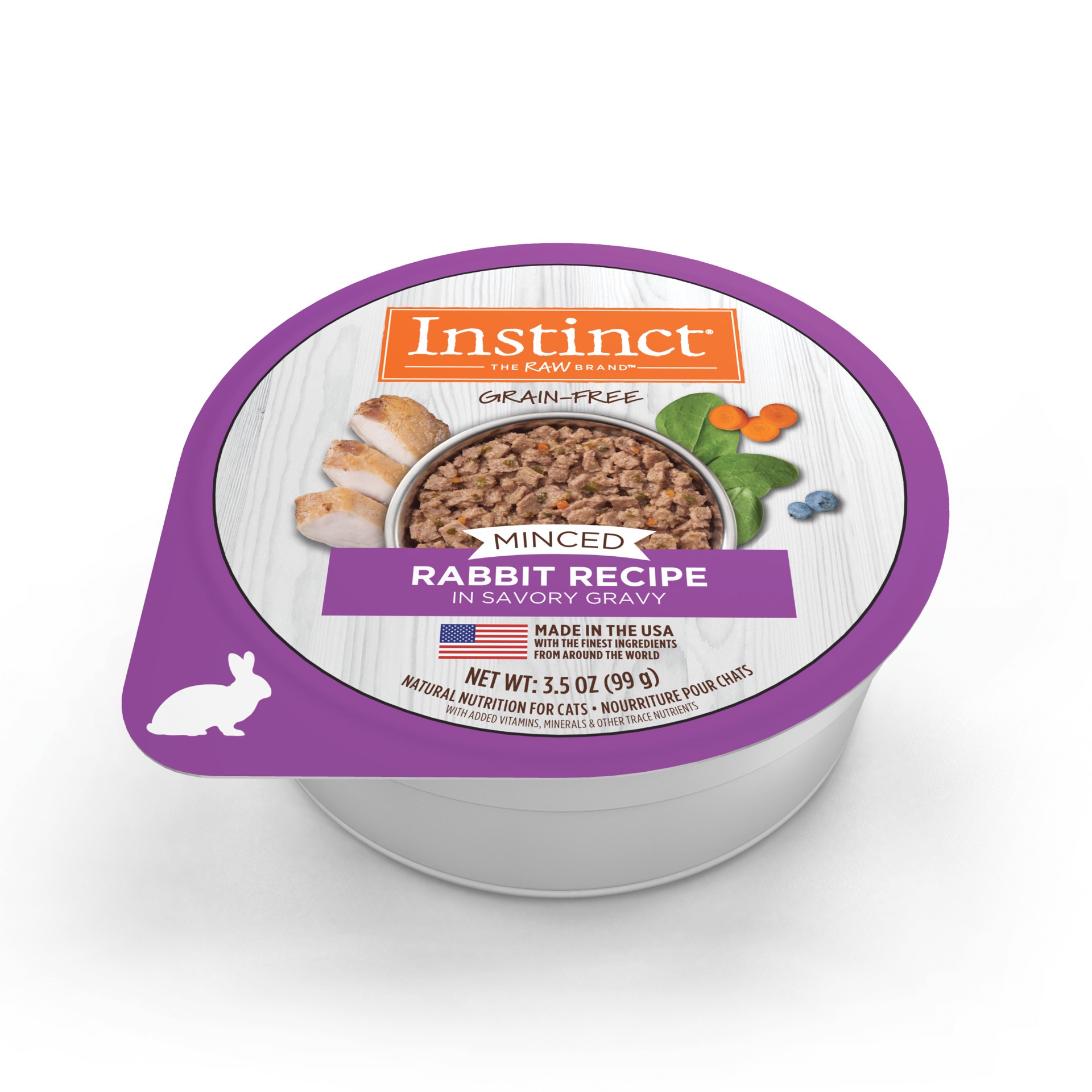 slide 4 of 9, Instinct Original Minced Cups Rabbit Wet Cat Food, 3.5 oz. Cup, 0.22 lb