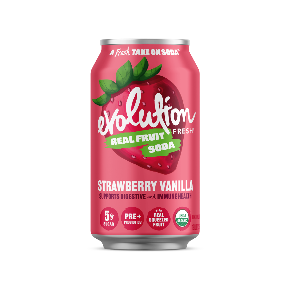 slide 2 of 3, Evolution Fresh Fresh Strawberry Vanilla Organic Real Fruit Soda - 12 fl oz Can, 12 fl oz