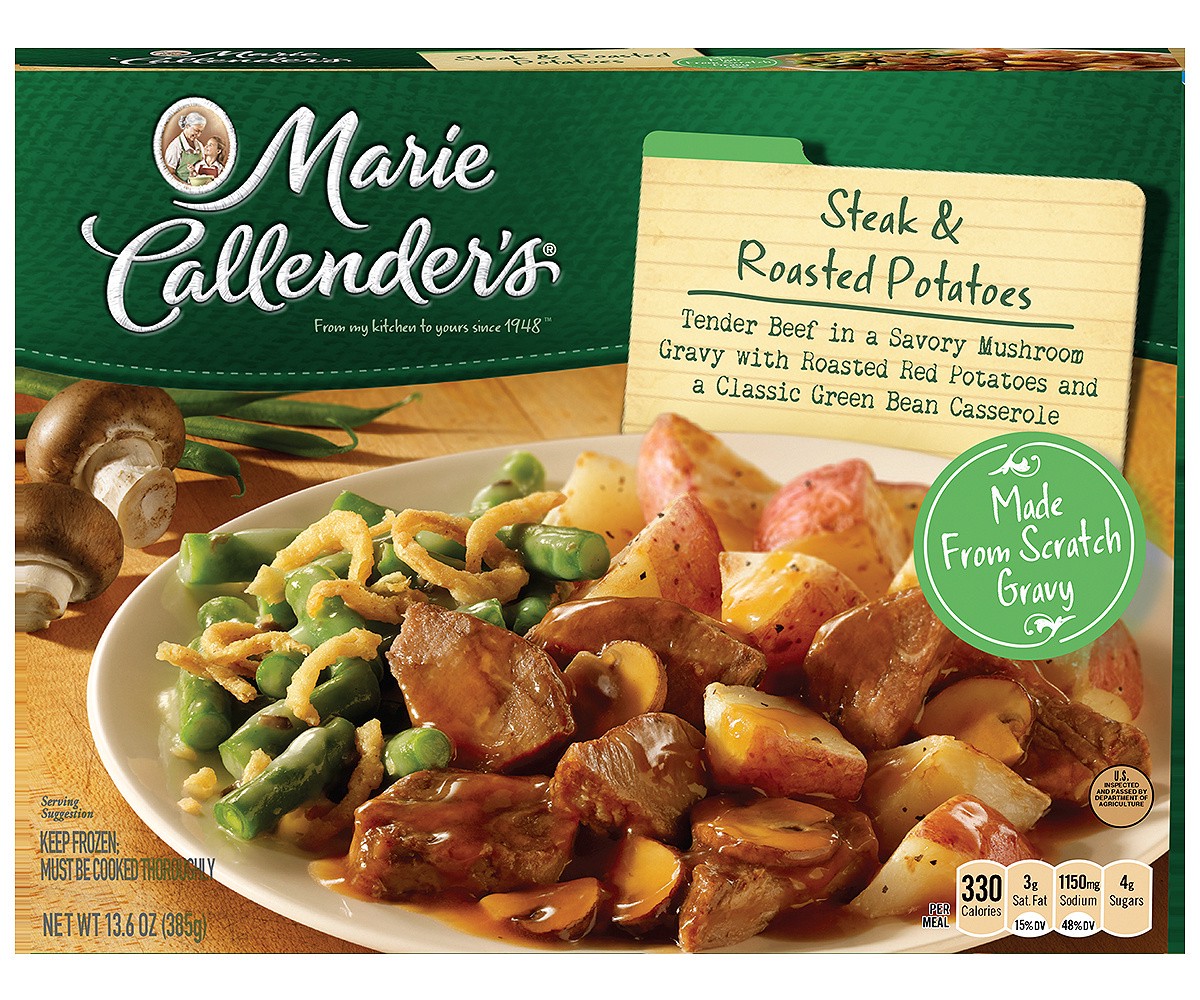 slide 1 of 9, Marie Callender's Frozen Dinner, Steak & Roasted Potatoes, 13.6 Ounce, 13.6 oz