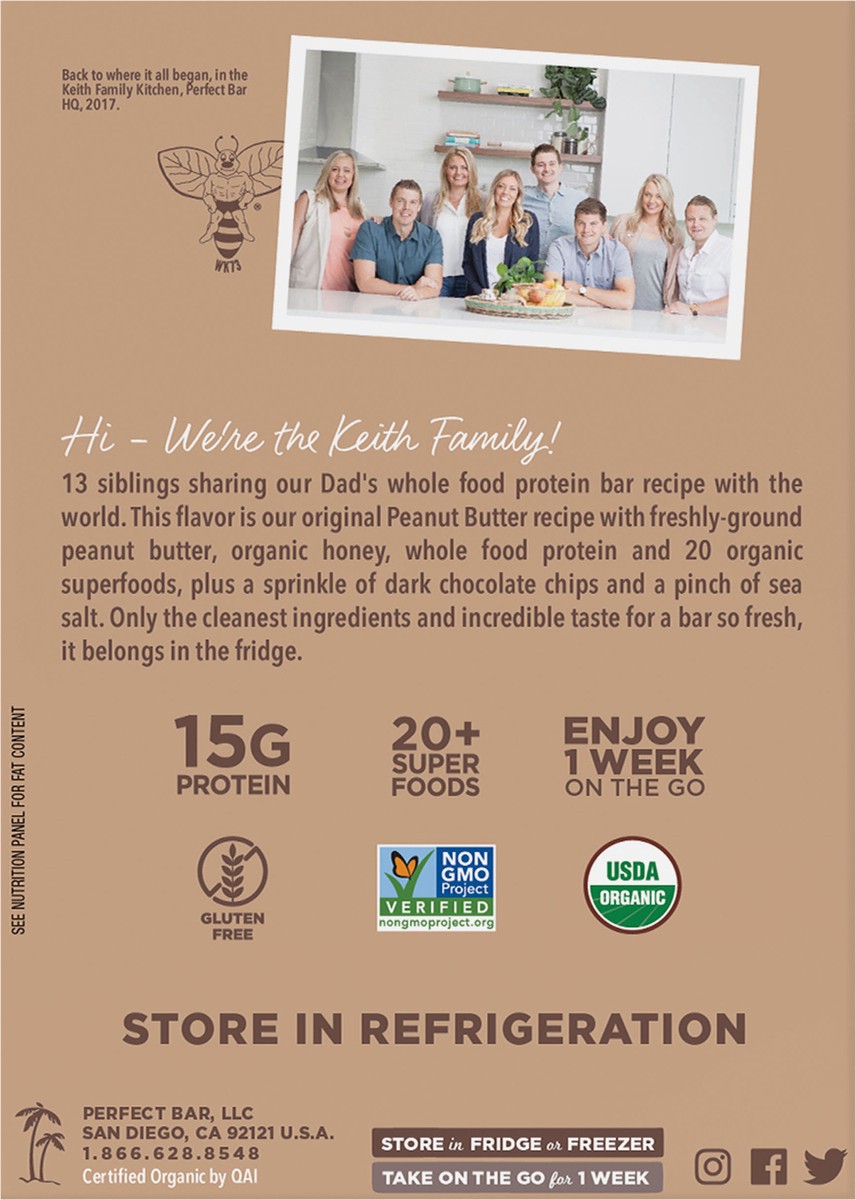 slide 6 of 9, Perfect Bar Gluten-Free Dark Chocolate Chip Peanut Butter Protein Bar, 4 count, 2.3 oz, 4 ct