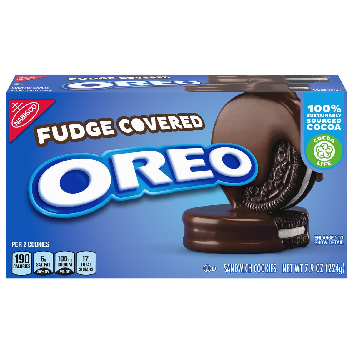 slide 1 of 9, Oreo Fudge Covered Chocolate Sandwich Cookies, 7.9 oz, 7.9 oz