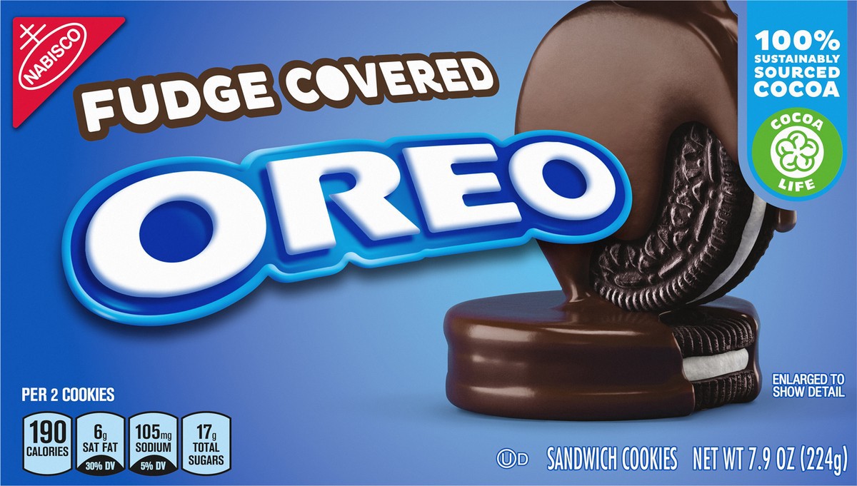 slide 7 of 9, Oreo Fudge Covered Chocolate Sandwich Cookies, 7.9 oz, 7.9 oz